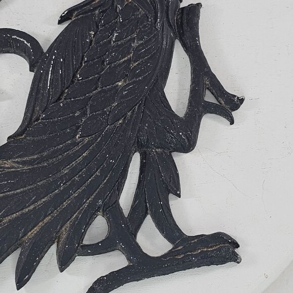 Vintage Black Cast Metal Rooster Wall Decor Rustic Farmhouse Style 8.4" X 7" - Picture 7 of 8